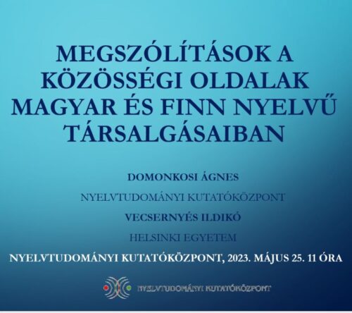 Megszólítások a közösségi oldalak magyar és finn nyelvű társalgásaiban