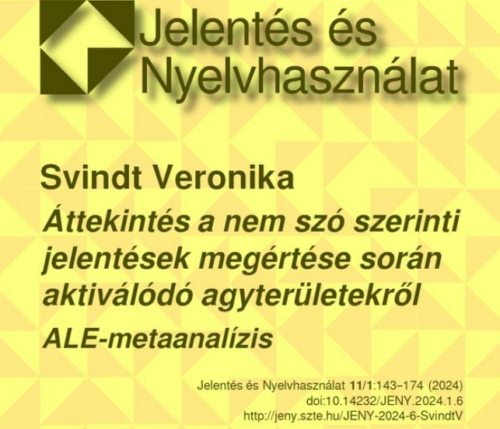 Megjelent Svindt Veronika tanulmánya a  Jelentés és Nyelvhasználatban